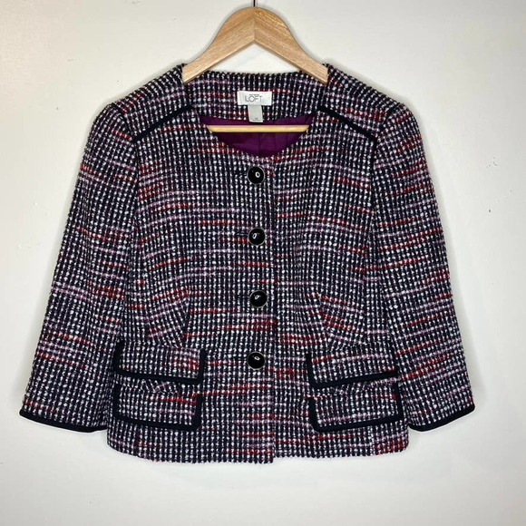 Ann Taylor Loft Womans Tweed Cropped Blazer Jacket Size 10 - Picture 1 of 9